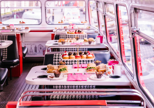 Cream Tea On Vintage London Bus - Vintage Render