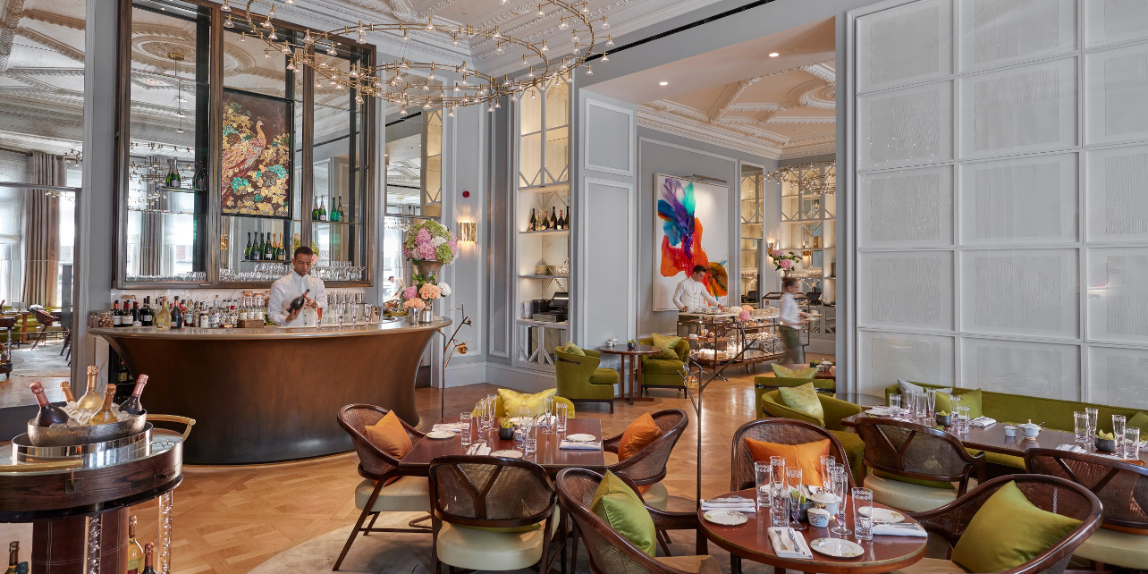 Interior of The Rosebery Lounge at Mandarin Oriental Hyde Park, London